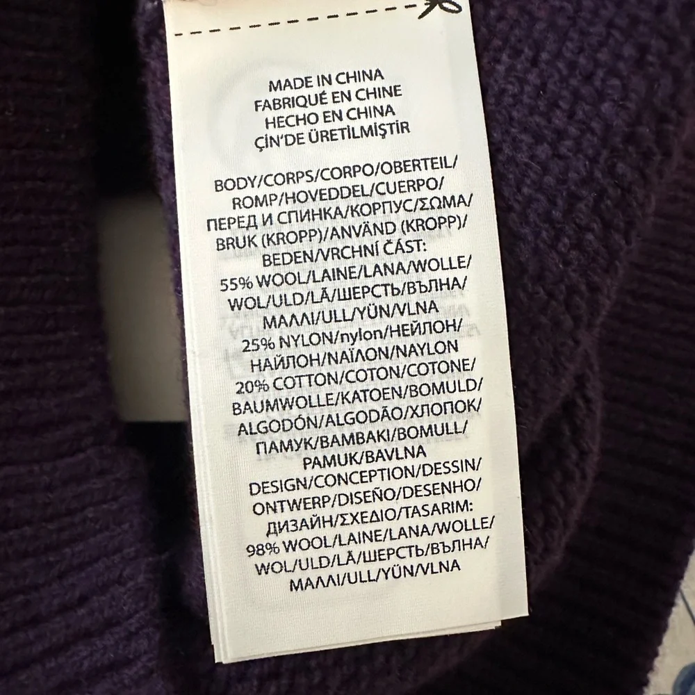 Ralph Lauren Purple Fair Isle Sweater with Cream Lace Collar